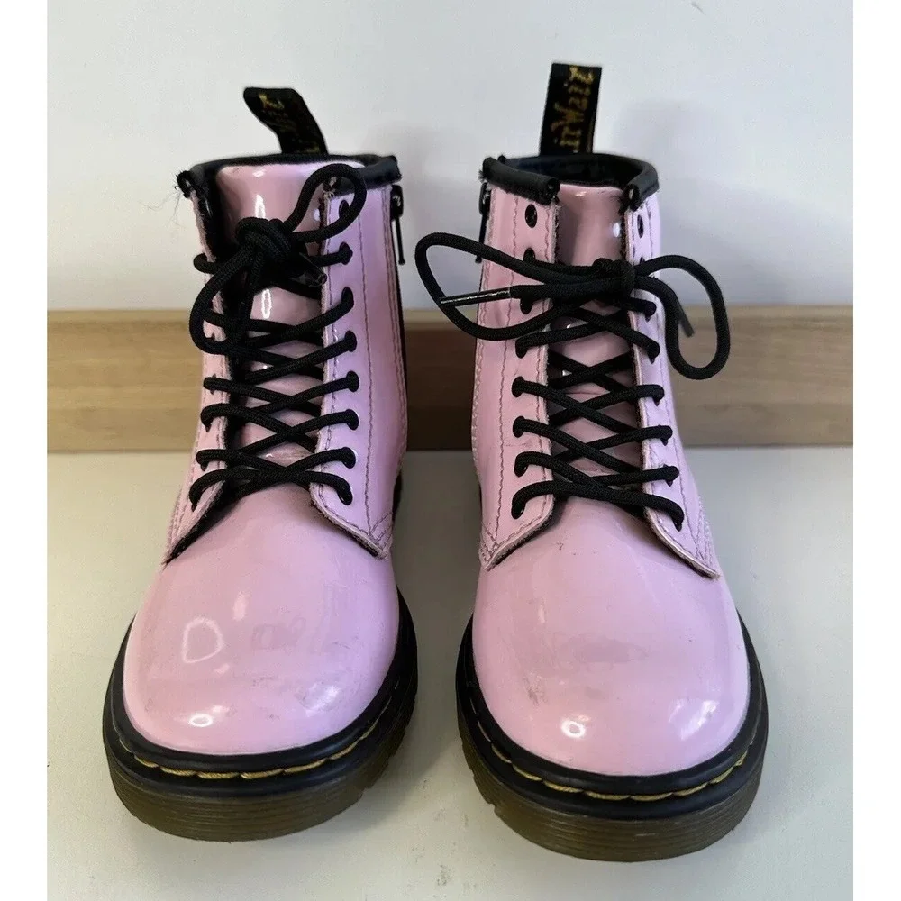 Dr. Martens 1460 J Boots Pink Patent Leather Zip / Kids' 10